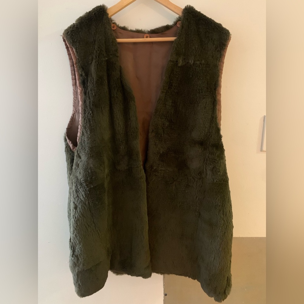 Vintage Green Fur Vest